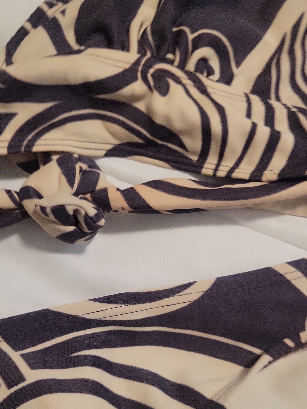 Ativa Beige & Black Swirl Halter Bikini Set SZ 6 - Picture 2 of 6